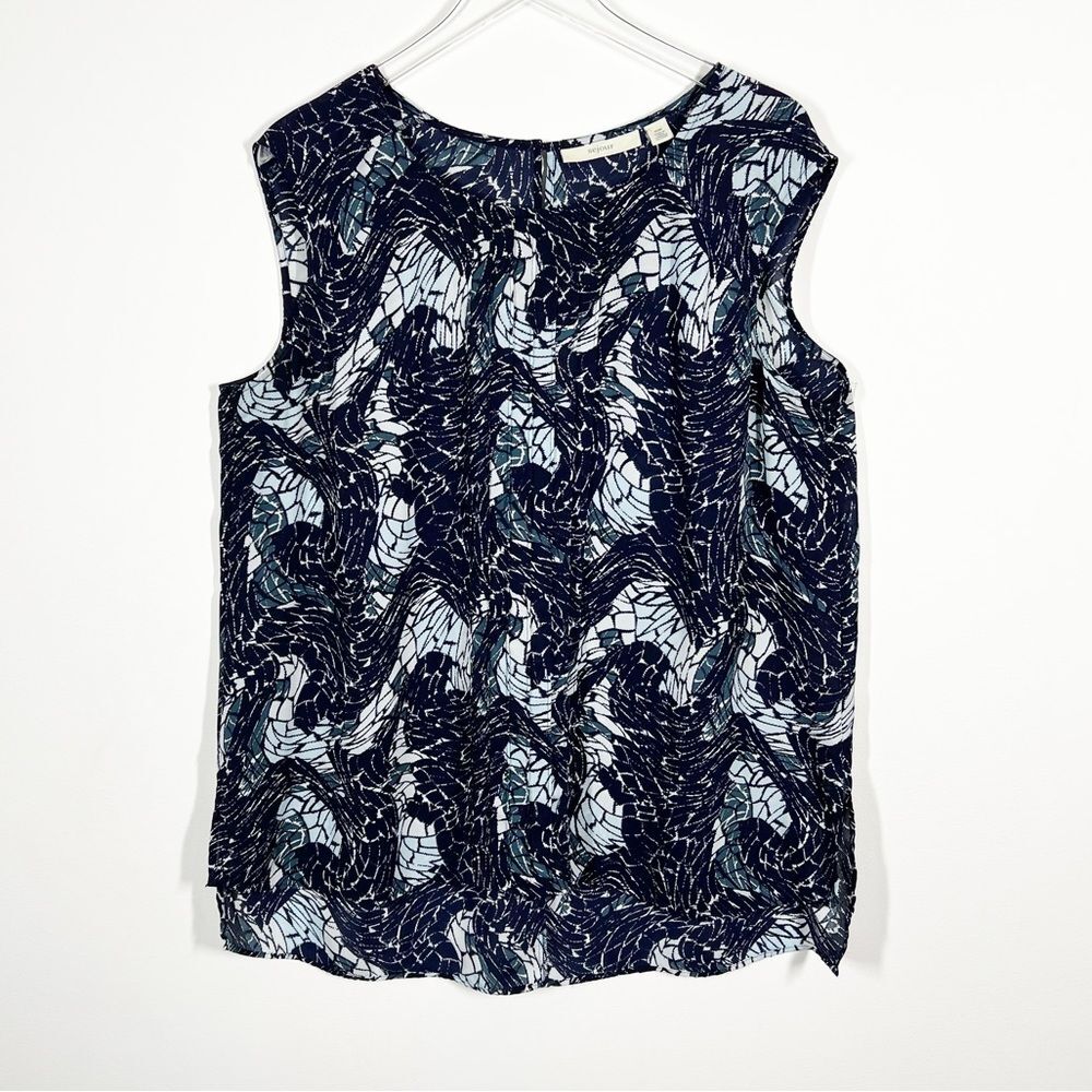 Sejour Size 16 W High Low Sleeveless Tank Top Blue Abstract Pattern